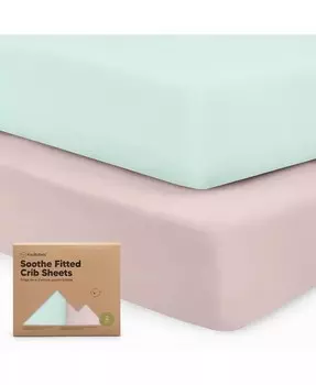 Простыни для детской кроватки Soothe, 2 шт. Нейтральные, органические простыни для детской кроватки, подходят для стандартного детского матраса KeaBabies, мультиколор