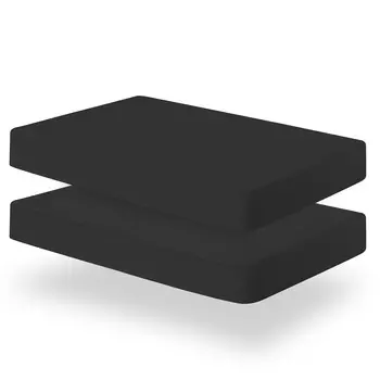 Простыни для кроватки Biloban, 2 упаковки простыней для детской кроватки, подходят для стандартного матраса для детской кроватки, нейтральные простыни для малышей для мальчиков и девочек, черные, 52 x 28 дюймов, Black