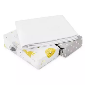 Простыни FlyIdeas 60х120 см для детской кроватки, 3 шт. - 2 простыни + 1 водонепроницаемый наматрасник, 100% чистый и мягкий хлопок