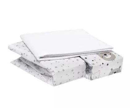 Простыни FlyIdeas 60х120 см для детской кроватки, 3 шт. - 2 простыни + 1 водонепроницаемый наматрасник, 100% чистый и мягкий хлопок