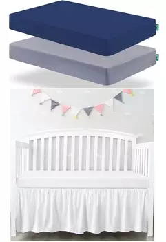 Простыни и юбка для детской кроватки белые с рюшами Biloban