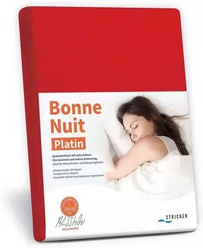 Простыня 180-200 x 200-220см - КРАСНАЯ - для водяных и пружинных кроватей Bonne Nuit Platin 240г/м Strickerchemie