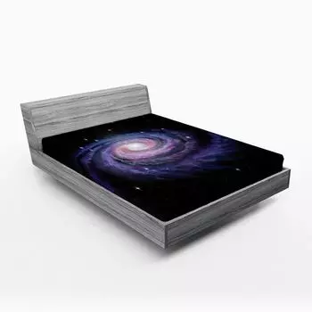 Простыня ABAKUHAUS Galaxy, небесная пыль, Votex, спиральная галактика, туманность, фантазийная искра, плазма, звезда, планета, принт, 90x200 см, черный фиолетовый