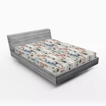 Простыня ABAKUHAUS Hipster на подгонке, детская лама гуанако Южноамериканские животные, детские рисованные рисунки для детского сада, 140 x 200 см, разноцветные