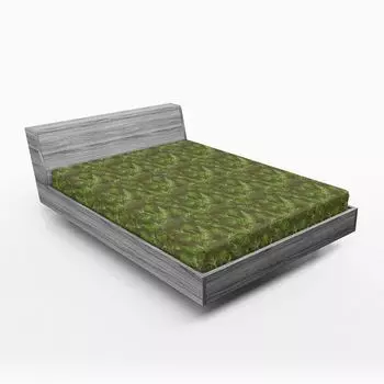 Простыня ABAKUHAUS Jungle Foliage, непрерывный тропический узор с контурными листьями и принтом пальм, 90 x 190 см, серо-коричневый и салатовый лайм