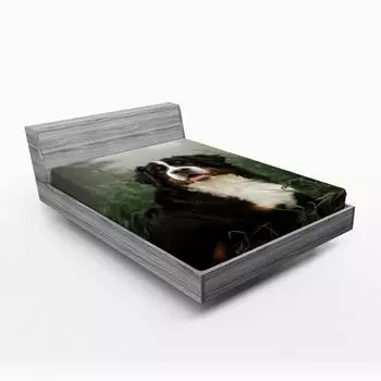 Простыня ABAKUHAUS Pet Lovers, реальная фотография сидящего бернского зенненхунда, 90 x 200 см, многоцветная