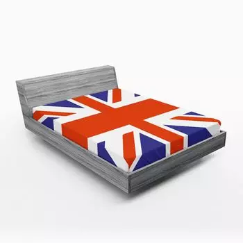 Простыня ABAKUHAUS Union Jack, классический традиционный флаг Великобритании, современный символ британской лояльности, 135 x 190 см, королевский синий белый