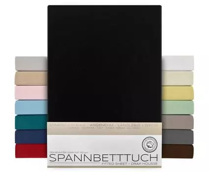 Простыня BEAUTEX стандартная - 140х200х30 см черная, простыня из чесаного хлопка, трикотаж премиум-класса 160г/м