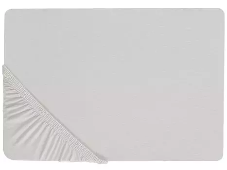 Простыня BELIANI светло-серая хлопок 180 х 200 см с высокой перемычкой, резинка, высота перемычки 30 см, современная для матраса, спальни, оборудования, аксессуаров
