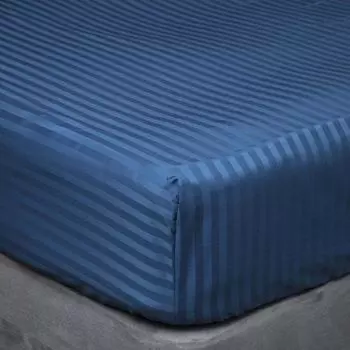 Простыня Belledorm плотностью 540 нитей с очень глубокими атласными полосками на подгонке BM193 (король) (темно-синий)