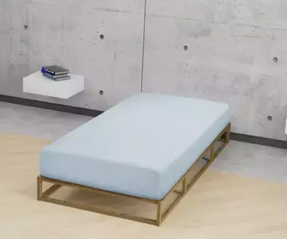 Простыня Biberna на подгонке "Бобер в размере. 90х200, 140х200 или 180х200 см", из хлопка, для матрасов высотой до 22 см, зимние, простыни 140-160х200 см, 1 шт., светло-синий