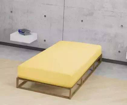 Простыня Biberna на подгонке "Бобер в размере. 90х200, 140х200 или 180х200 см", из хлопка, для матрасов высотой до 22 см, зимние, простыни 140-160х200 см, 1 шт., цвет gelb