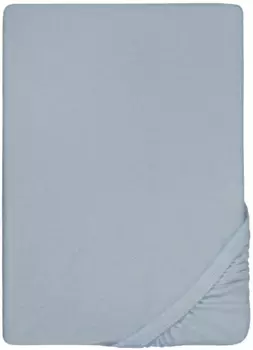 Простыня Biberna на подкладке "Пепе", мягкая махровая ткань стрейч 90-100х190-200 см, 1 шт., светло-синий