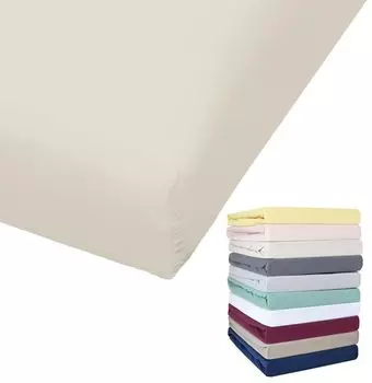 Простыня Bierbaum из джерси, 27 см. Высота мостика 90x190-100x200 / 140-160x200 / 180-200x200 см. Серый Желтый Белый Зеленый Синий, Цвет: Кремовый, Размер: 100x200 см Простыня на подгонке.