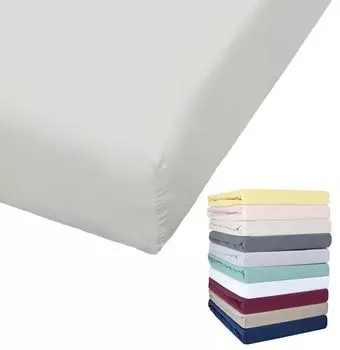 Простыня Bierbaum из джерси, 27 см. Высота перемычки 90x190-100x200 / 140-160x200 / 180-200x200 см. Серый Желтый Белый Зеленый Синий, Цвет: Серебристый, Размер: 100x200 см Простыня на подгонке.