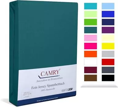 Простыня Carmy приталенная джерси 180х200 - 200х200 см бирюзовый 100% хлопок Camry