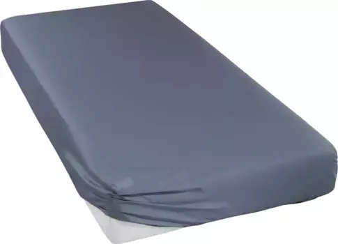 Простыня Curt Bauer на подгонке "Uni-Mako-Satin в размере. 90х200, 140х200 или 180х200 см", из хлопка, для матрасов высотой до 20 см, простынь плоская, простыня на резинке 180х200 см, 1 шт., цвет denimfarben