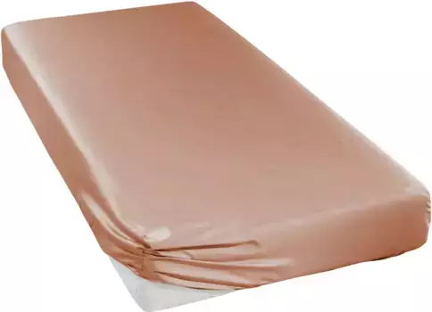 Простыня Curt Bauer на подгонке "Uni-Mako-Satin в размере. 90х200, 140х200 или 180х200 см", из хлопка, для матрасов высотой до 20 см, простынь плоская, простыня на резинке 90х200 см, 1 шт., цвет rosenholz