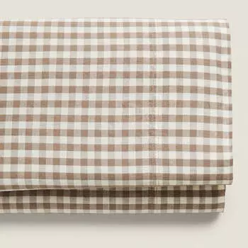 Простыня детская Zara Home Check, экрю/коричневый