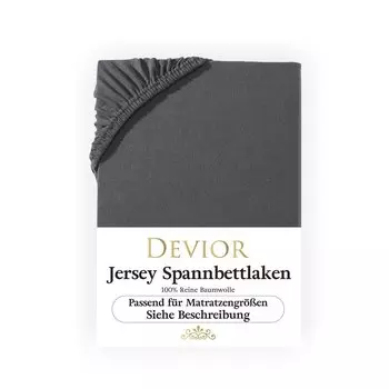 Простыня Devior Jersey 140х200 - 160х200 см антрацит Простыня 100% хлопок высота матраса до 22см резинка
