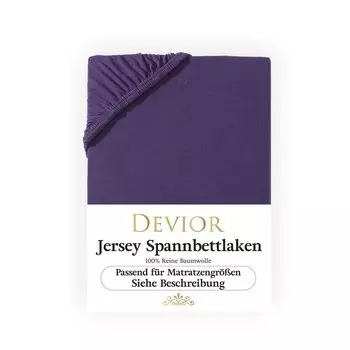 Простыня Devior Jersey 140х200 - 160х200 см. Простыня баклажановая 100% хлопок, высота матраса до 22см, резинка