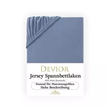 Простыня Devior трикотажная 140х200 - 160х200 см дымчато-синяя простыня 100% хлопок до 22см высота матраса на резинке