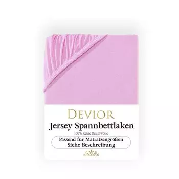 Простыня Devior трикотажная 180х200 - 200х200 см, розовая простыня 100% хлопок, высота матраса до 22см, резинка