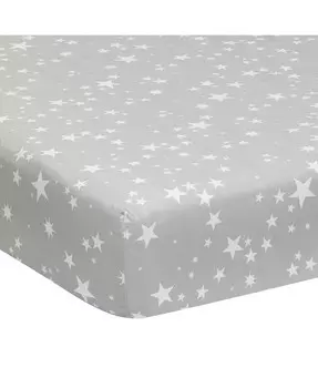 Простыня для детской кроватки из 100 % хлопка цвета Milky Way, серая/белая со звездами Lambs & Ivy, серый