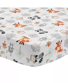 Простыня для кроватки Woodland Friends с лисой/совой/енотом - белый Bedtime Originals, белый