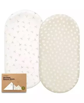 Простыня для люльки для маленьких девочек и мальчиков, 2 комплекта простыней для люльки Isla, наматрасников для люльки Keababies, серый