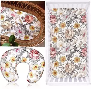 Простыня для люльки в стиле бохо, простыня для кроватки, трикотаж, хлопок, чехол на подушку для кормления с цветочным рисунком, чехол на подушку для грудного вскармливания для маленькой девочки HNHUAMING
