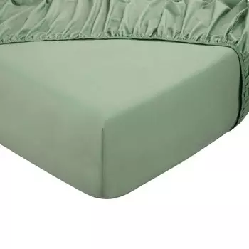 Простыня DoubleDry 140x200см - 100% хлопок - простыня - сертифицирована Oeko-Tex - перемычка 28см - старый зеленый