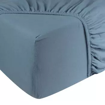 Простыня DoubleDry 90x200 см - 100% хлопок - простыня на подгонке - сертификат OEKO-TEX - планка 30 см - бирюзовыйовый синий