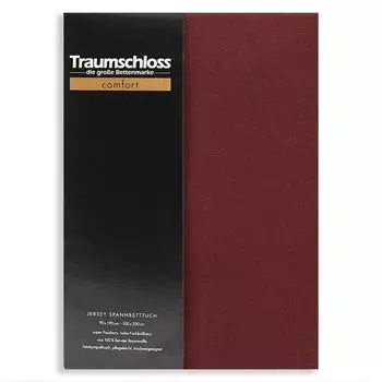 Простыня Dream Castle Comfort Comfort Jersey 140-160 х 200 см бордовая 100% хлопок Traumschloss