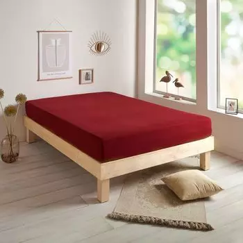 Простыня Dream Sleep Basic одиночная из джерси 140x200 - 160x200 см винно-красная Traumschlaf