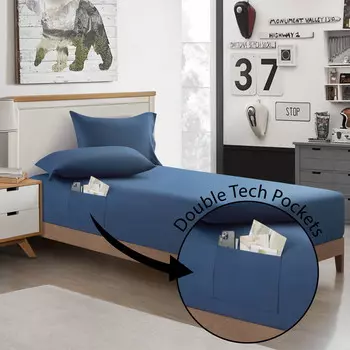 Простыня двусторонняя Urban Shop Queen, темно-синий