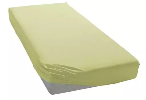 Простыня Estella "Крученый трикотаж 6900 из хлопка с эластаном, высота матраса до 35 см", прочная, терморегулирующая, простынь, простынь на подкладке 180-200х200-220 см, 1 шт., зеленый/лайм