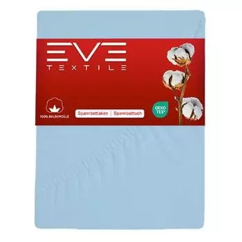Простыня EVE Textile 100 x 200см, голубая простыня из 100% хлопка, простыня, простыня, натяжные чехлы, верхняя простыня, простыни, трикотаж Eve Textile GmbH