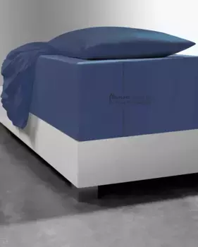 Простыня флересс "Comfort XL", трикотаж Мако, для матрасов высотой до 40 см, простыня плоская, простыня на подгонке Fleuresse 180-200х200-220 см, 1 шт., цвет denim