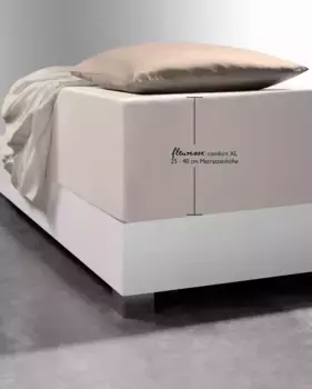 Простыня флересс "Comfort XL", трикотаж Мако, для матрасов высотой до 40 см, простыня плоская, простыня на подгонке Fleuresse 180-200х200-220 см, 1 шт., цвет porzellanfarben