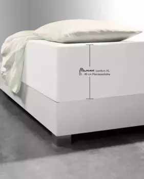 Простыня флересс "Comfort XL", трикотаж Мако, для матрасов высотой до 40 см, простыня плоская, простыня на подгонке Fleuresse 90-100х200-220 см, 1 шт., цвет naturwei