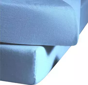 Простыня fleuresse "Ines высококачественный трикотаж из чистого хлопка", из хлопка, для матрасов высотой до 23 см, простынь плоская, простыня на подгонке 150х200 см, 1 шт., цвет mittelblau