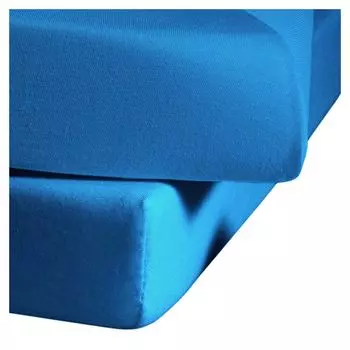 Простыня Fleuresse из тонкого джерси 180 x 200 см - 200 x 200 см эластан 6074 королевский синий