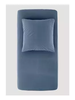 Простыня Hessnatur Perkal aus reiner Bio Baumwolle, цвет stahlblau