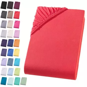 Простыня из джерси 140-160х200 см. Простыня из 100% хлопка, красная Visaggio