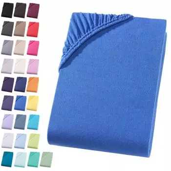 Простыня из джерси 140-160х200 см. Простыня из 100% хлопка, синяя Visaggio