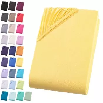 Простыня из джерси 180-200х200 см. Простыня из 100% хлопка, желтая Visaggio