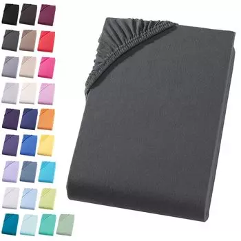 Простыня из джерси 180-200х200 см. Простыня из 100% хлопка, антрацит темно-серый Visaggio