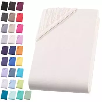 Простыня из джерси 180-200х220 см + 40см Простыня Bpx Spring Spring Простыня из 100% хлопка, натуральный бежевый Visaggio