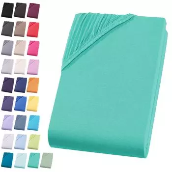 Простыня из джерси 180-200х220 см + 40см Простыня Bpx Spring Bed Простыня из 100% хлопка, мятно-зеленого цвета Visaggio